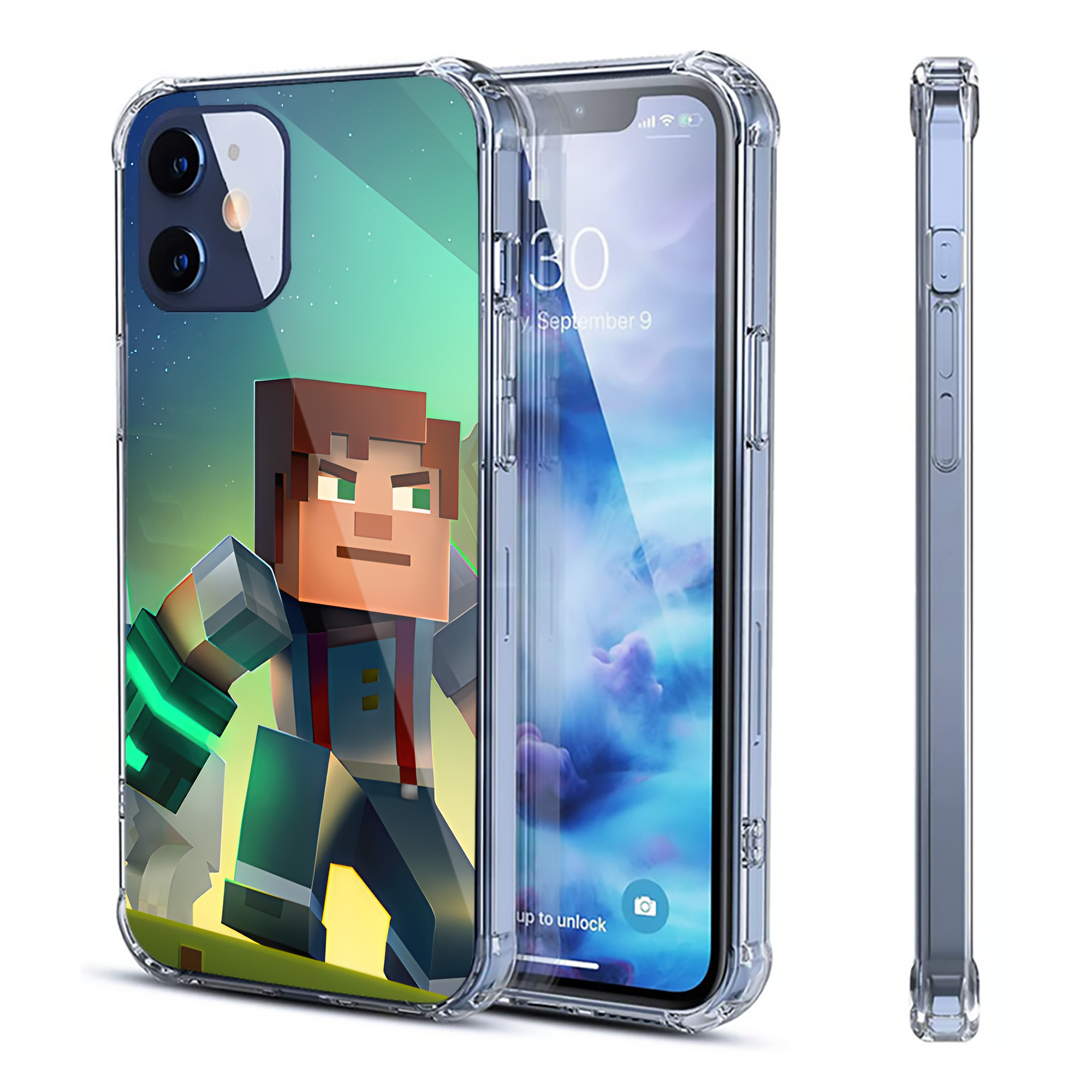 （画像用） マインクラフト ブロックの世界 Minecraft MC Block world 【iPhone 12シリーズ対応】透明スマホケース（クリアソフトケース）